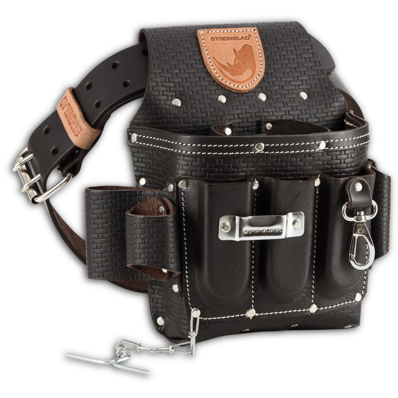 STRONGLAD Electricians Tool Belt, Heavy Duty 13-Pocket Top Grain Leather Pouch, Adjustable