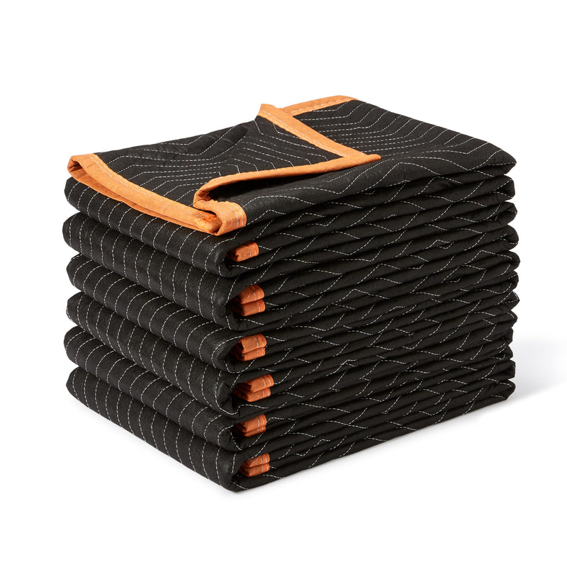 Amazon Basics Reinforced Tear-Resistant Moving Blankets, 72 x 80, Black, 6-Pack