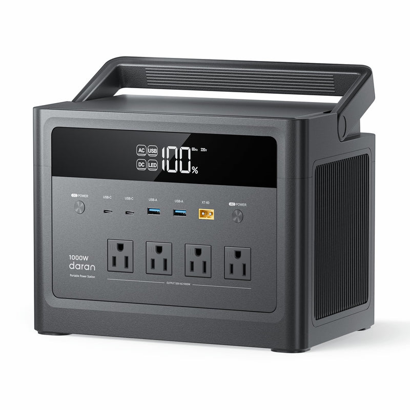 Portable Power Station 1000W, 576Wh Solar Generator with PD 100W USB-C Fast Charging
