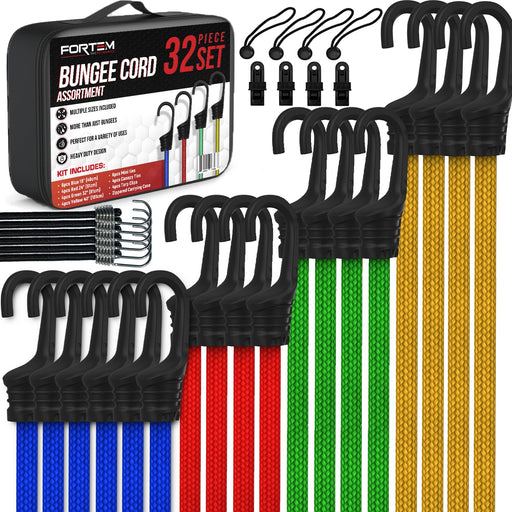 FORTEM FORTEM Bungee Cord Assortment, 32 Pack, 