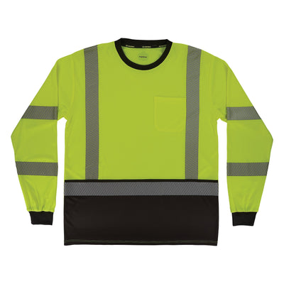 Ergodyne GloWear 8371BK Class 3 Hi-Vis Long Sleeve Performance Shirt Black Front