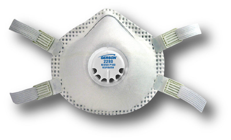 Gerson 2280 P100 Particulate Respirator with Valve, Full Gasket, Adjustable Straps (Box of 5)