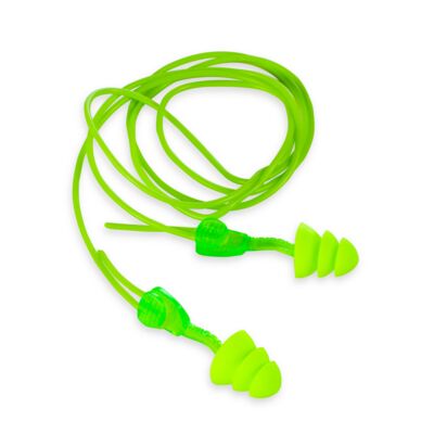 Moldex 6445 Glide Trio Corded Reusable Earplugs — NRR 27dB, Twist-In Push-In, 50 Pairs