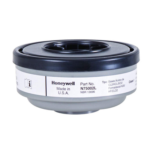 Pair of Honeywell North N75002L acid gas cartridges for North bayonet half-mask respirators